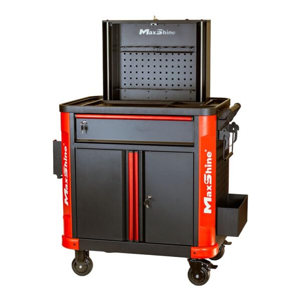 Premium MaxShine Multifunction Detailing Cart with LED Light 110-220V Power Board