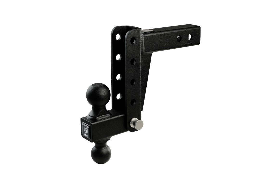 2.0" BulletProof Hitches Adjustable Light Duty Trailer Hitch (10,000 lb. Rating) - 6" Drop/Rise Trailer Hitch with 2" & 2-5/16" Dual Ball - Powder Coat, Box Steel, Corrosion-Resistant