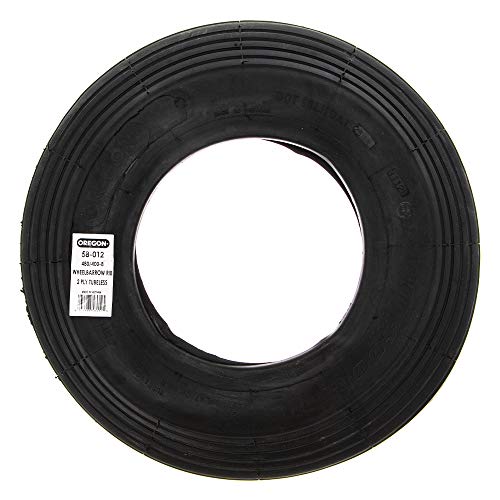 Oregon 480/400-8 58-012 Wheelbarrow Rib Tread Tubeless Tire 2-Ply