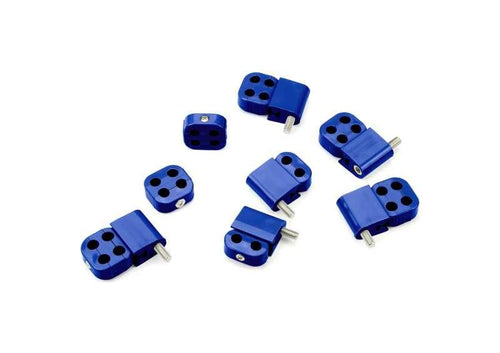 STAC-PAK Smoothie Wire Separator KIT for 7-8mm Plug Wires, 6 Brackets, 2 2-Place, and 6 4-Place Box Cluster SEPARATORS, Blue