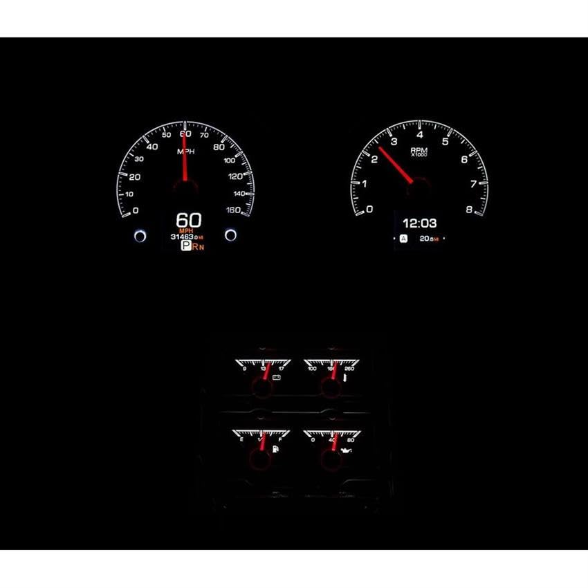 Dakota Digital HDX-68C-CAC-K Compatible Analog Gauge System with 1968 Chevy Camaro Console Gauges Black Alloy