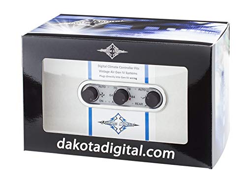 Digital Climate Control Dakota Digital DCC - Vintage Air Gen IV 3-Knob, Horizontal, Satin, Black Alloy, White Display - Compatible with Most Vehicles