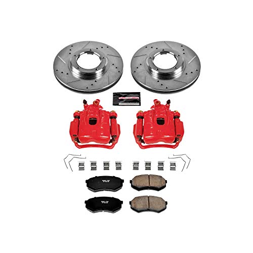 Power Stop Z23 KC1232 Evolution Sport Front Caliper Brake Kit- Brake Rotor, Carbon-Fiber Ceramic Brake Pads and Brake Caliper For Toyota Tacoma 1995-2004 [Model Specific]