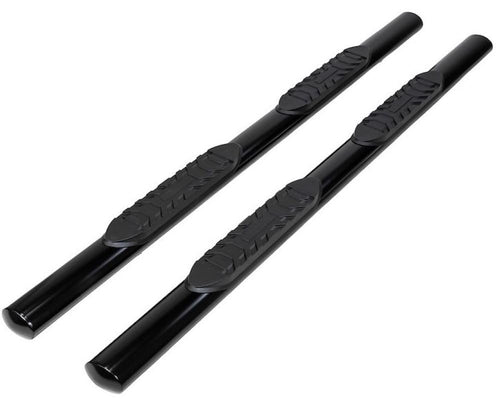 Nerf Bars TrailFX Fits Ram 1500 Crew Cab 2019-2025 Black Powder Coated Steel 5 Inch Oval Straight Side Steps with Welded End Caps Slip-Resistant Step Pads Rocker Panel Mount Set of 2 Running Boards