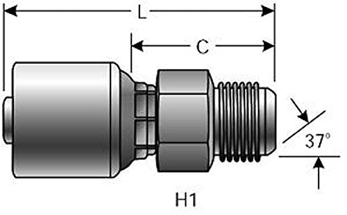 MegaCrimp Couplings Gates 10G-12MJ XBULK, Male JIC 37 Flare, Zinc Plated Carbon Steel, 3.19", 5/8" ID (Pack of 75)