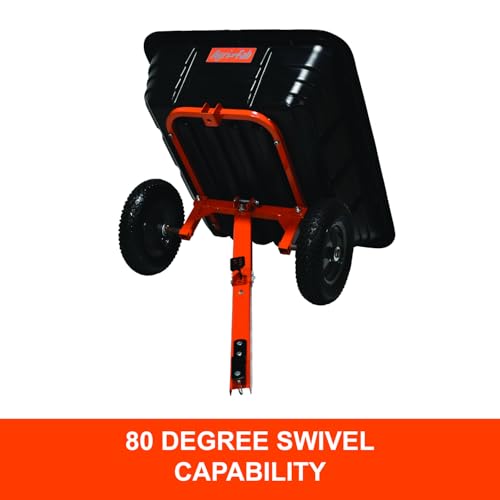Tow Behind Agri-Fab 45-0573 700 lbs Poly Dump/Swivel Cart; Lawn & Garden Trailer for Lawn Mowers, 16" Pneumatics Tires, Easy to Use Foot Dumping Mechanism