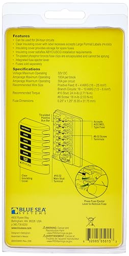 Fuse Block Blue Sea Systems AGC 6-CIR W/Ground , 3.5'' x 5.0''