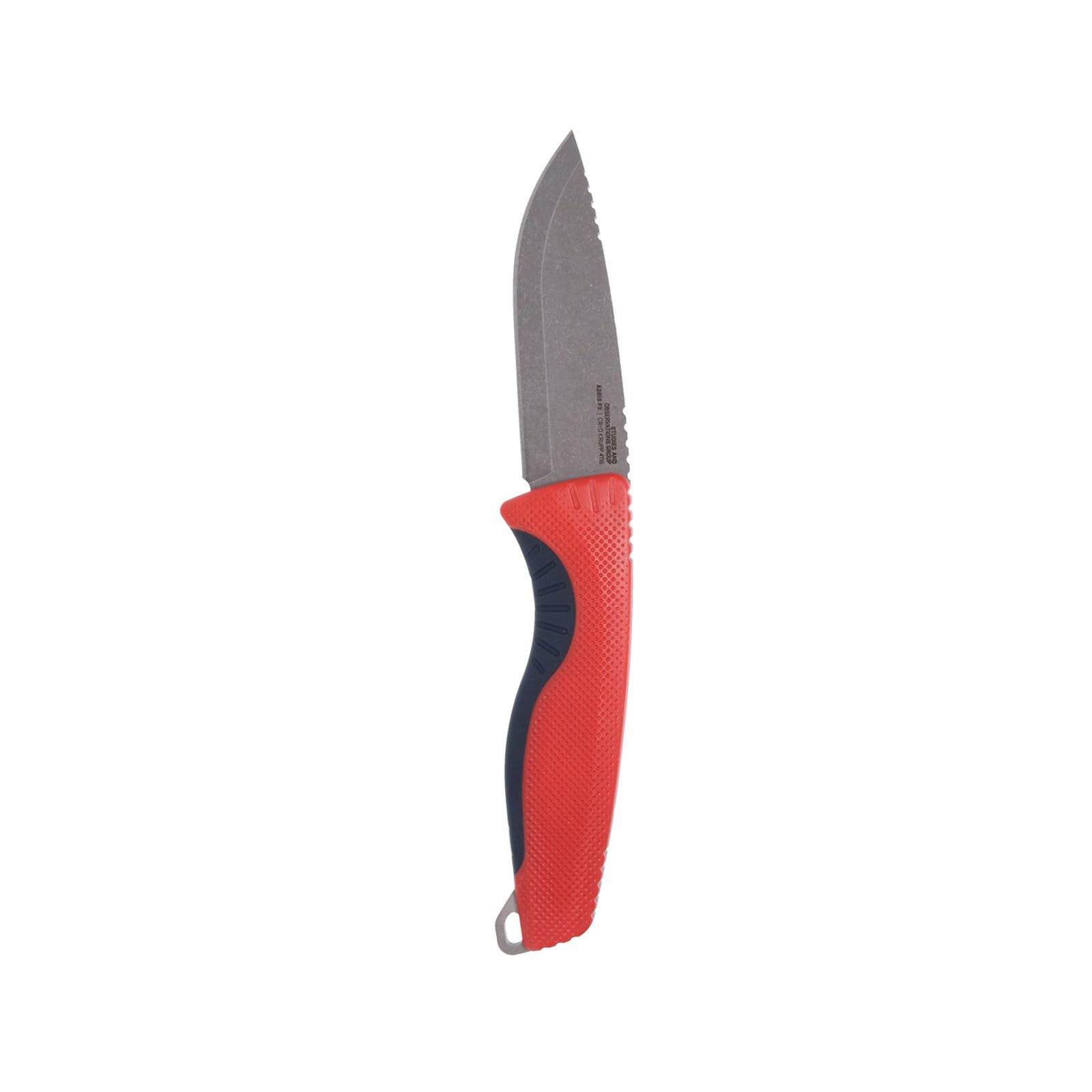 SOG Aegis FX Outdoor Survival Fixed Blade Knife | CRYO 4116 Krupps Steel | GRN Rubber Handle | UMS Sheath, Rescue Red/Indigo
