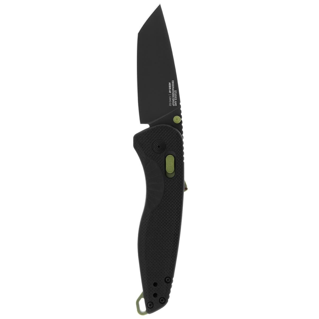 SOG Aegis Tanto Outdoor Pocket Folding Opening Knife, Ambidextrous at-XR Lock with Ergonomic Handle, D2 Steel Blade, Built-in Blade Locking Safety and Spine-Mounted Safety System, Black & Moss