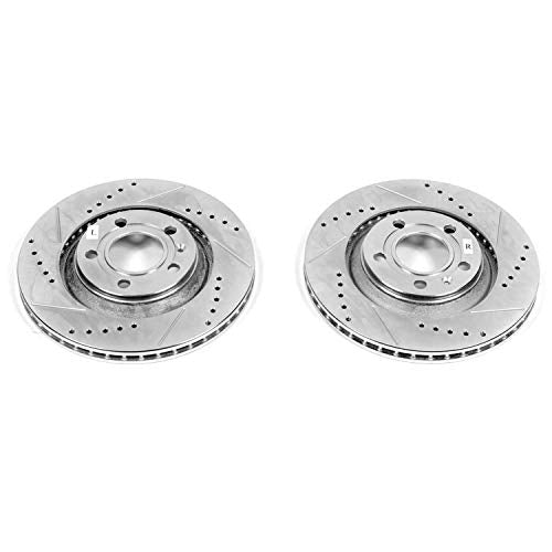 Power Stop Rear EBR1014XPR Drilled & Slotted Evolution Rotor Pair For Audi S4 2004-2009 [Model Specific]