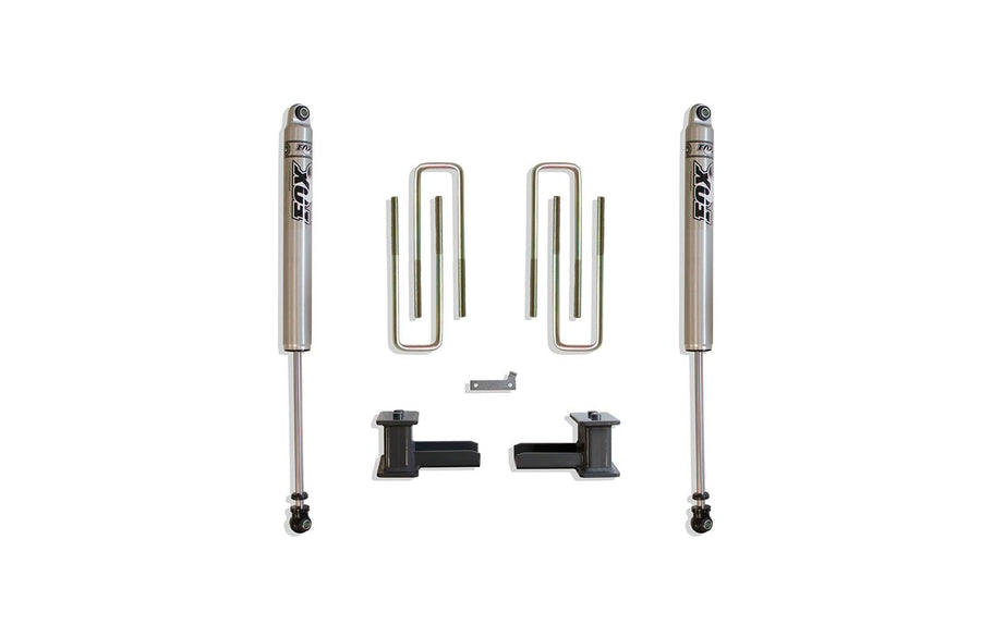 Part# 903141F MaxTrac SUSPENSION'S is A Rear Box KIT Including 4" Lift Blocks, U-Bolts & A Pair of Fox 2.0 Performance Series Rear Shocks