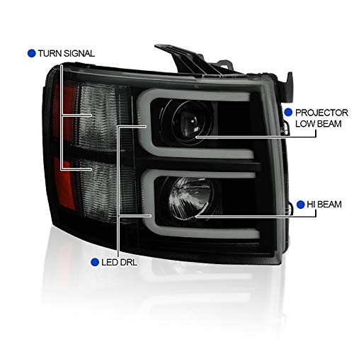 2LHP-SIV07SM-RS SPEC-D TUNING Projector Headlights- Smoke with Black Housing 07-13 Chevrolet Silverado