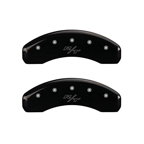 MGP 12088SCHRBK Caliper Covers Caliper Cover (Black Powder Coat Finish, Engraved Front: Charger - Engraved Rear: RT, Silver Characters, Set of 4)