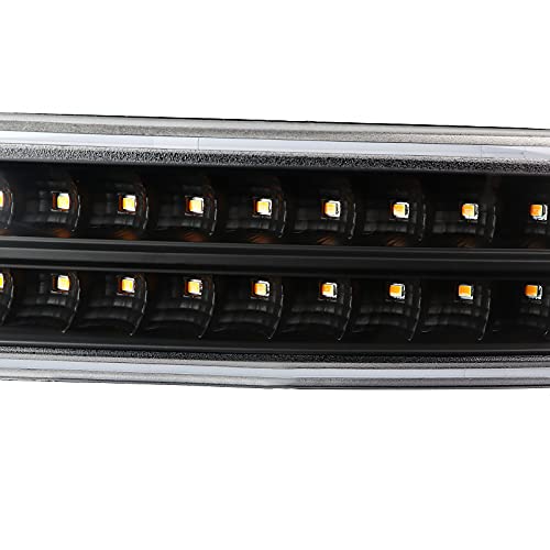 Black LED Halo Projector Headlights + Sequential LED Bumper Lights SPEC-D TUNING Compatible with 1999-2006 GMC Sierra 1500/2500/3500, Left + Right Pair Headlamps Assembly