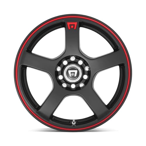 MR116 FS5 Motegi 17X7 4X100/4.5 5.57 40mm MATTE BLACK W/ RED STRIPE - MR11677098740