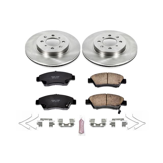 POWERSTOP Autospecialty KOE696 Front Replacement Brake Kit-OE Brake Rotors & Ceramic Brake Pads For Honda Civic 2003-2005 [Model Specific]