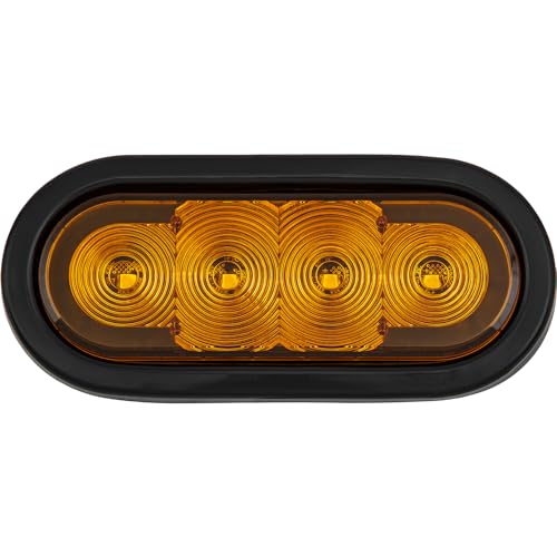 Buyers Products SL62AO - 6 Inch LED Oval Strobe Light for Emergency, Trucks & Trailer Lights – Amber LEDs with Amber Lens, SAE J595 Class 1, IP67 Waterproof, 12–24V, 5-Year Warranty