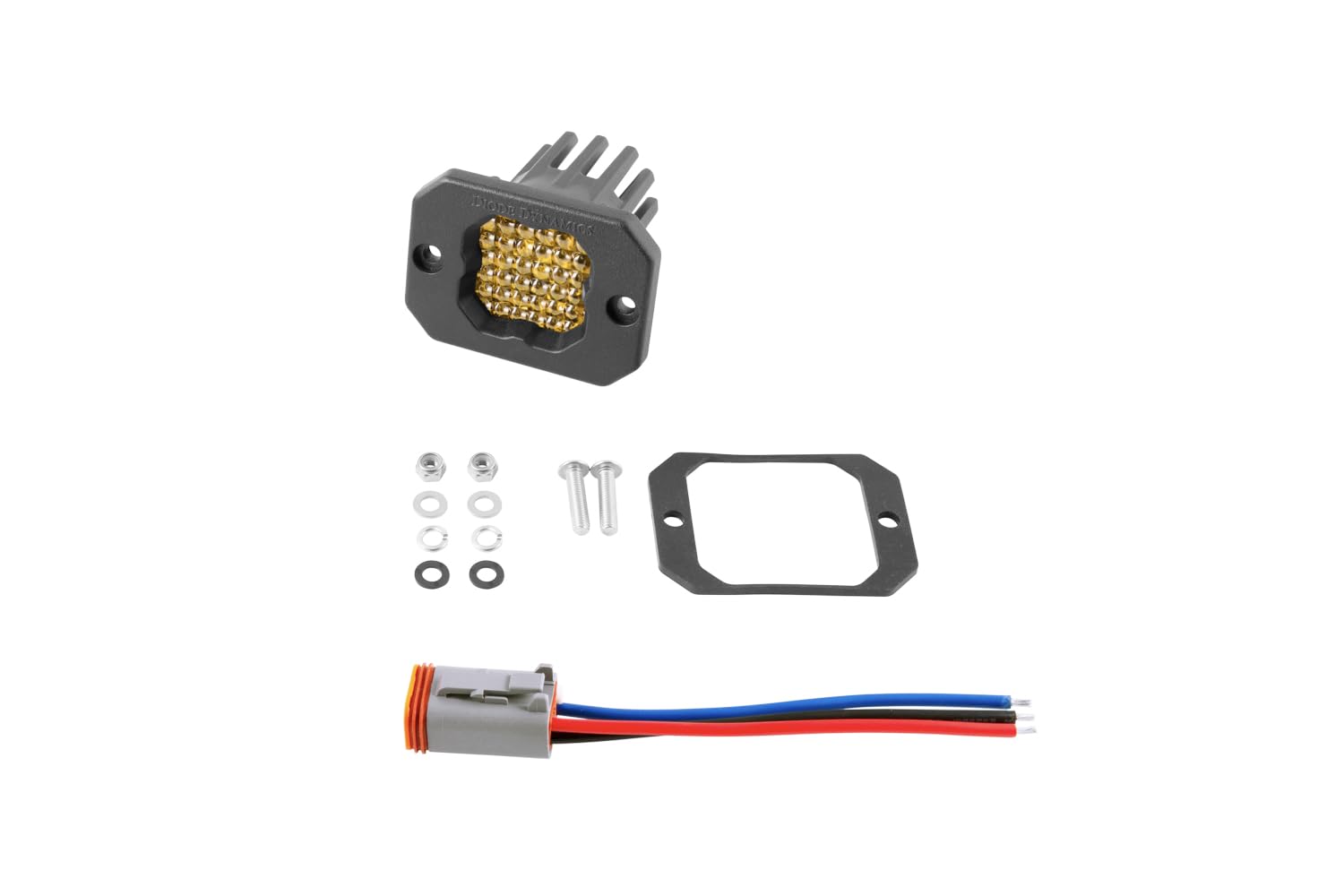 Diode Dynamics SSC1 Yellow Pro Flush Mount LED Pod (one), Flood w/Amber Backlight