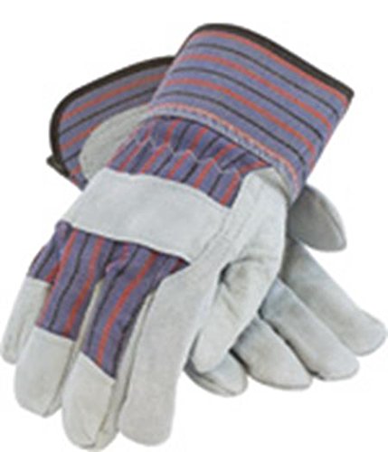 PIP Economy Grade 85-7500/S Shoulder Split Cowhide Leather Palm Glove with Fabric Back, Rubberized Safety Cuff