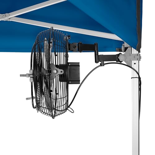 E-Z UP 14" Portable Misting Fan, Lowers Temperatures by 30° in Spaces Up to 150 Sq Ft, 180° Swivel Mechanism, Perfect for Outdoors. Mounts on compatible Canopy/Shelter (CANOPY/SHELTER NOT INCLUDED)