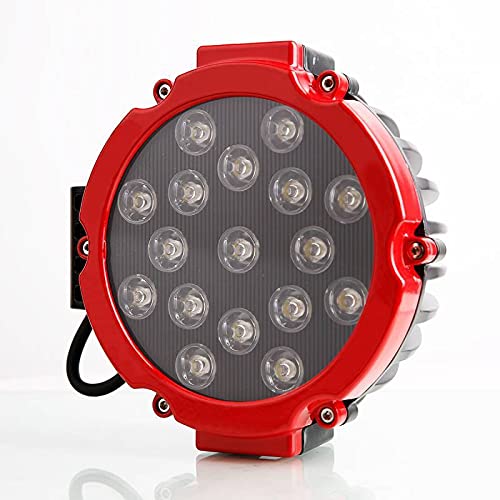 Bumper Guard Modular Black Black Horse Grille brush Come With pair of 7.0"Dia.LED Lights with Red Trim Rings Compatible with 2011-2015 Ford Explorer-17FJ28MA-PLR