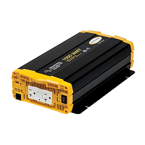 GP-ISW1000 Go Power! 1000 Watt Industrial Pure Sine Wave Inverter, 12V to 120V AC, Dual GFCI Outlets, PowerSave Mode, Overload Protection, Low-Profile Design, Ideal for Electronics & Backup Power