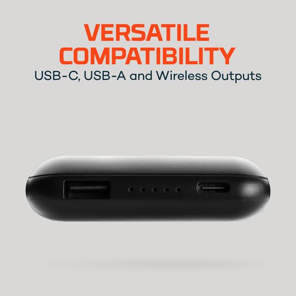 10K NEBO Wireless 10000mAh Power Bank | 37Wh Capacity, 2-Way Output Charging, Durable USB & USB-C Ports, Compatible with iPhone & Android, Built-in Kickstand, TSA Approved Travel Essential