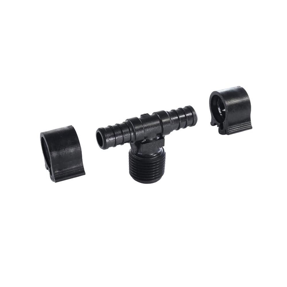 Male PEXLOCK Tee, 1/2" x 1/2" MPT, Black 30822