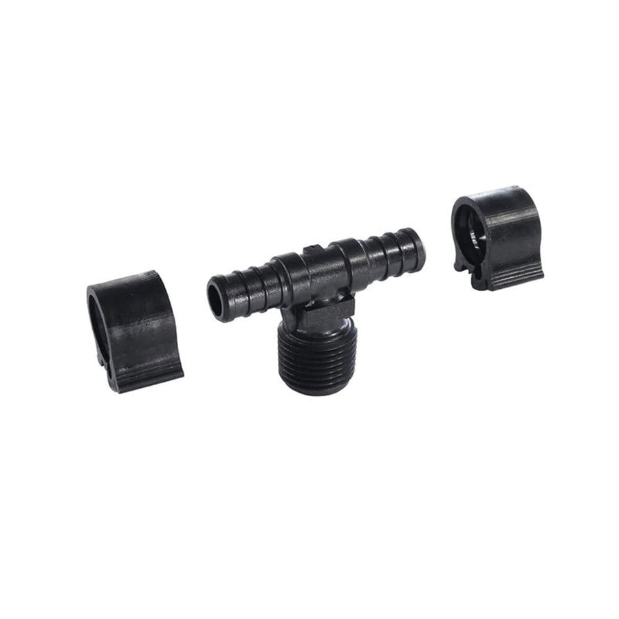 Male PEXLOCK Tee, 1/2" x 1/2" MPT, Black 30822