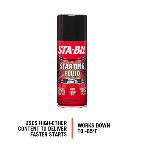 STA-BIL Starting Fluid - Upper Cylinder Lube - Prolongs Starter Life for Gasoline and Diesel Engines - Guaranteed Faster Starts Down to -65°F, 11 oz (22004)