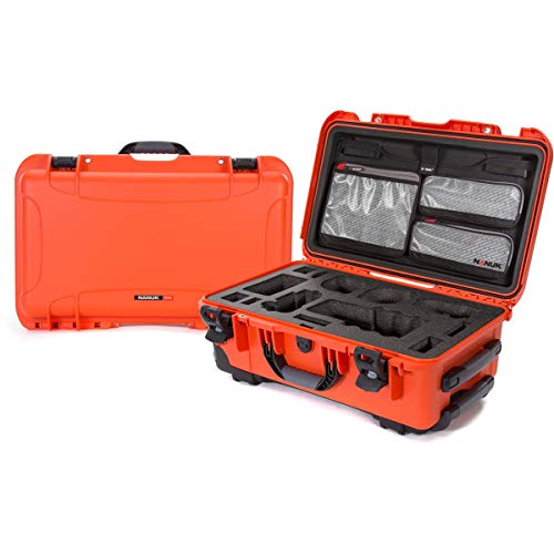 Waterproof Nanuk 935 Carry-On Hard Case with Lid Organizer for Sony a7R Size Camera w/Wheels - Orange