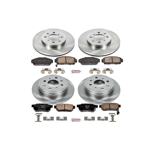 POWERSTOP KOE693 Autospecialty Replacement Pads and Brake Rotors Kit Front and Rear For 1994-2001 Integra [Base] | 1993-1995 Honda Civic Coupe EX | 1994 1995 Civic Sedan EX, LX [Model Specific]