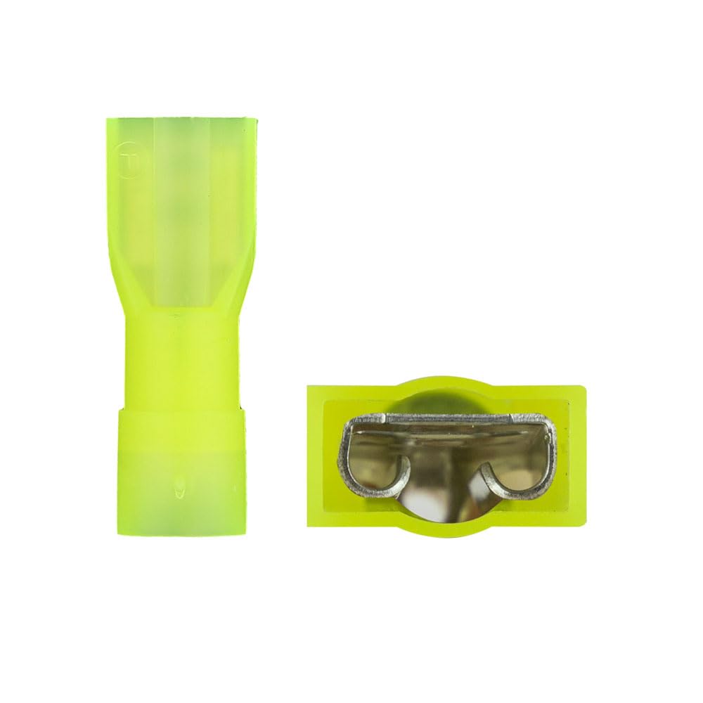 YNFD250F Install Bay Fully Insulated Nylon Female Connector 12/10 Gauge .250, Yellow (100-Pack)