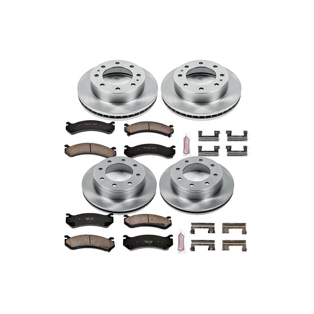 POWERSTOP Autospecialty KOE2023 Front and Rear Replacement Brake Kit-OE Brake Rotors & Ceramic Brake Pads For Chevy Silverado Suburban GMC Sierra Yukon XL Hummer H2, 8 Lug