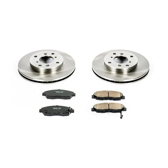 POWERSTOP Autospecialty KOE1239 Front Replacement Brake Kit-OE Brake Rotors & Ceramic Brake Pads For Acura CL 1998-1999, Honda Accord 1998-2002 [Model Specific]