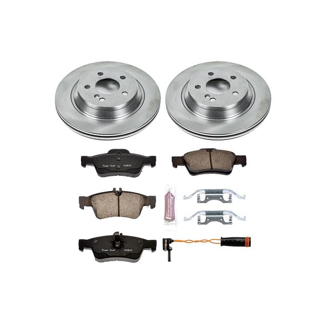 Power Stop Autospecialty KOE2998 Rear Replacement Brake Kit-OE Brake Rotors & Ceramic Brake Pads and 2 Rear Sensor Wires For Mercedes-Benz S500 2003-2006 [Model Specific]