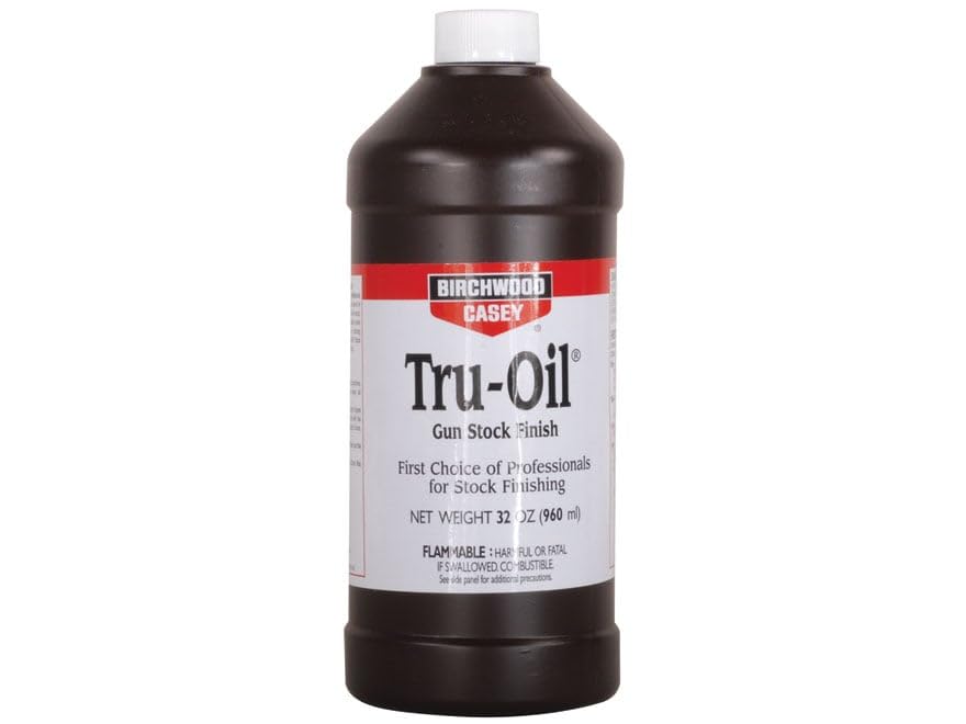 Birchwood Casey Tru-Oil Fast-Drying Long-Lasting Water-Resistant Oil-Based Stock Finish Bottle, 32 Ounce