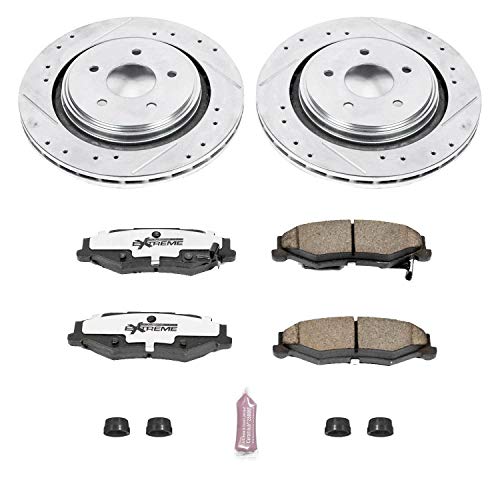 Power Stop K5159-26 Z26 Carbon Fiber Brake Pads Rear with Drilled & Slotted Brake Rotors Kit For Cadillac XLR 2006-2009, Chevrolet Corvette 2005-2013 [Model Specific]