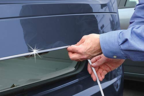 Cowles Truck Chrome Edge Trim, 50ft PVC ProtektoTrim, self-adhesive, UV-protected, durable, protects edges from scratches, dings, rust. Easy install, USA-made.