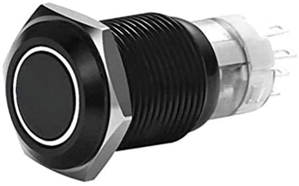 19 Mm Install Bay Black Momentary Switch with Harness 5A Ip67 - White