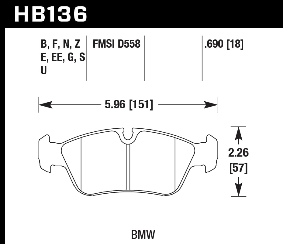 Hawk Performance HP Plus HB136N.690 Crossover Street/Motorsport Brake Pads