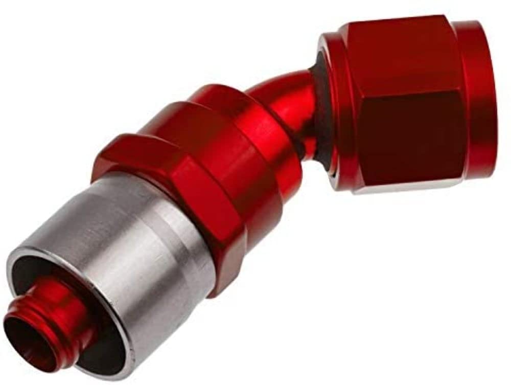 7045-12-3 Redhorse Performance Crimp Style Hose End (Red), 1 Pack