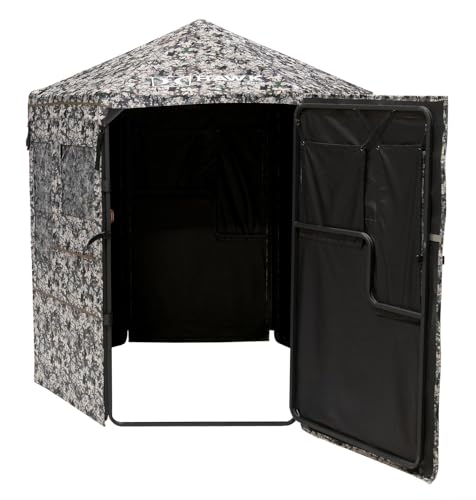 Hawk Hunting Warrior Durable 72'' L X 78'' T No-Tool Assembly Camo Concealing Ground Panel Blind with Silent Magnetic Closures & Multiple Windows