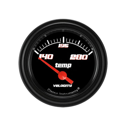 Velocity Black Classic Instruments VS26BBLF 2-1/8" Water Temperature Gauge