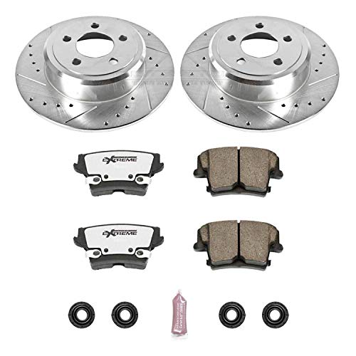 Power Stop K1719-26 Z26 Carbon Fiber Brake Pads Rear with Drilled & Slotted Brake Rotors Kit For Chrysler 300, Dodge Challenger, Dodge Charger, Dodge Magnum [Model Specific]