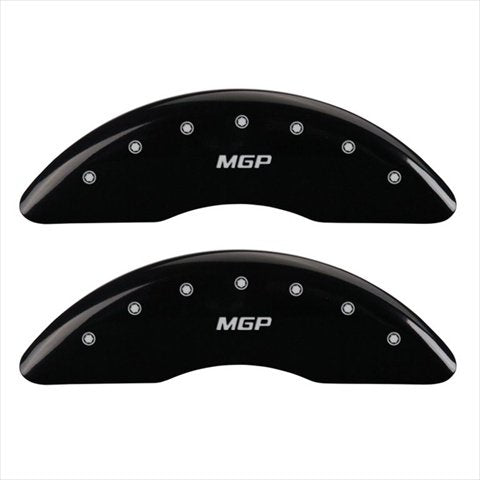 SET OF 4 CALIPER COVERS, FRONT AND REAR ENGRAVED: MGP, BLACK POWDER COAT FINISH