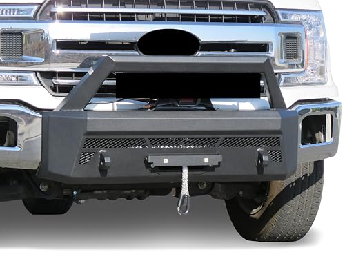 Heavy Duty Black Horse Armour III Front Winch Bumper Textured Black Compatible with 2018-2020 Ford F-150(Excl. 2020 Diesel models)-AR3HD41NL