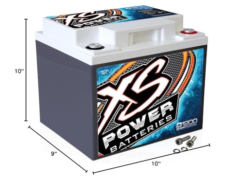 2600 Amp AGM Battery XS Power D1200 with M6 Terminal Hardware - 12 Volt 55Ah 740CA Deep Cycle AGM Powercell for Car Audio Systems and Performance Cars