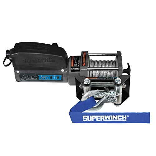1500 lb Capacity SUPERWINCH, Roller Fairlead, 1/8 in x 35 ft Steel Rope, 120V, Kit