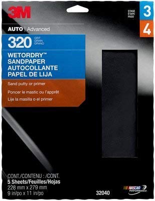 3M Sandpaper (32040), 9 inch x 11 inch, 320 grit, 5 sheets per pack [You are purchasing the Min order quantity which is 20 PACKAGES]
